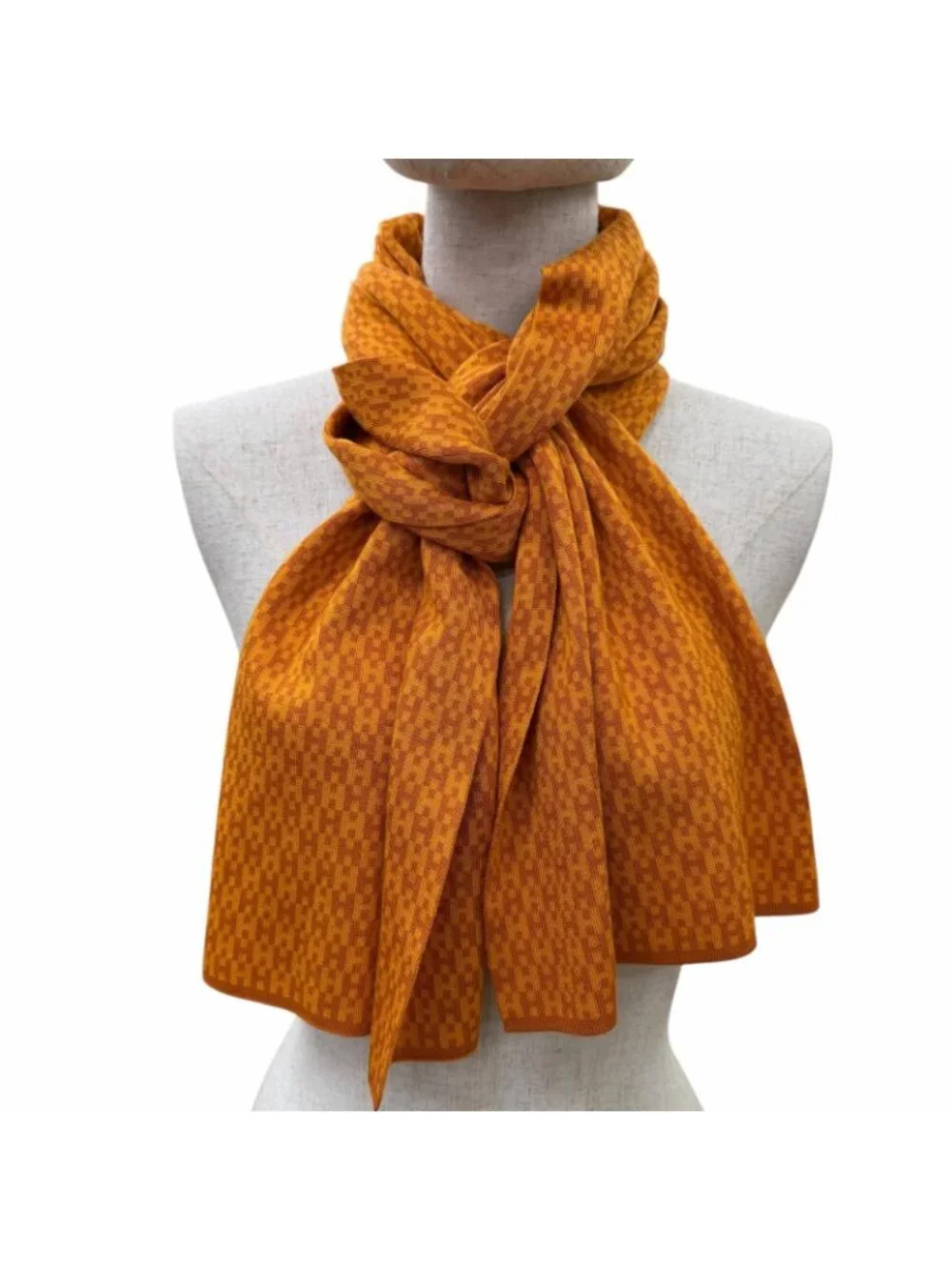 Hermes Vintage Silk 100% Pattern Scarf Orange